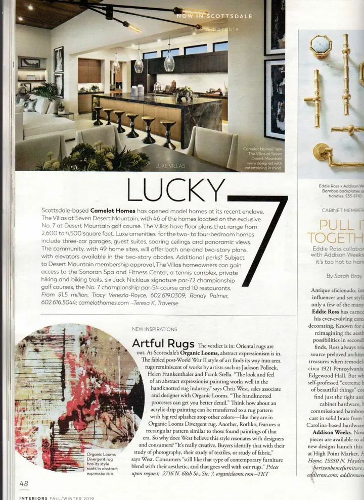 Modern Luxury Interiors Fall LUCKY goes with Divergence area rug